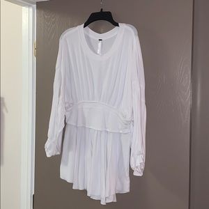 White Long Artisan Draped Blouse